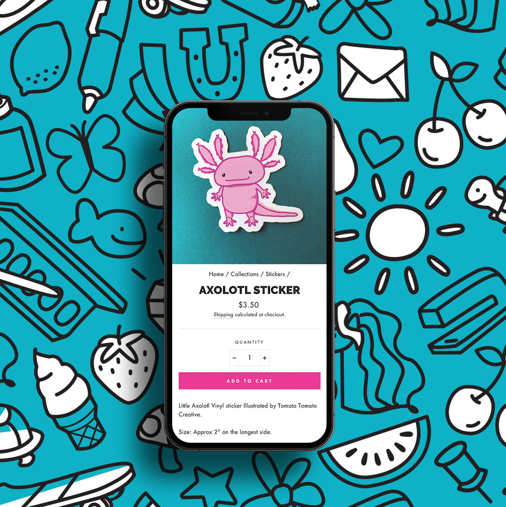 Mobile Mockup of Tomato Tomato Creative's Shopify website