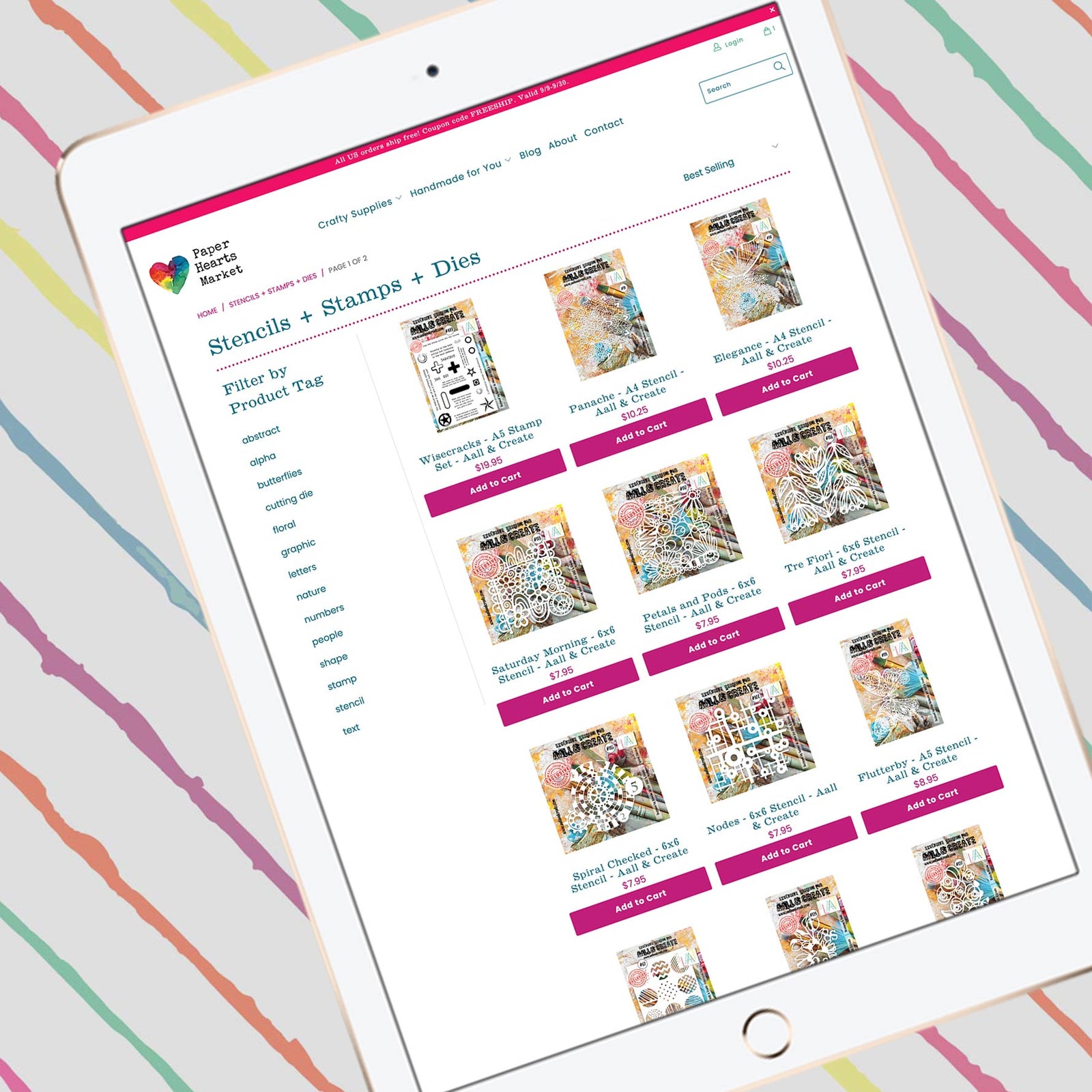 Paper Hearts Market Collection Page with filtering options