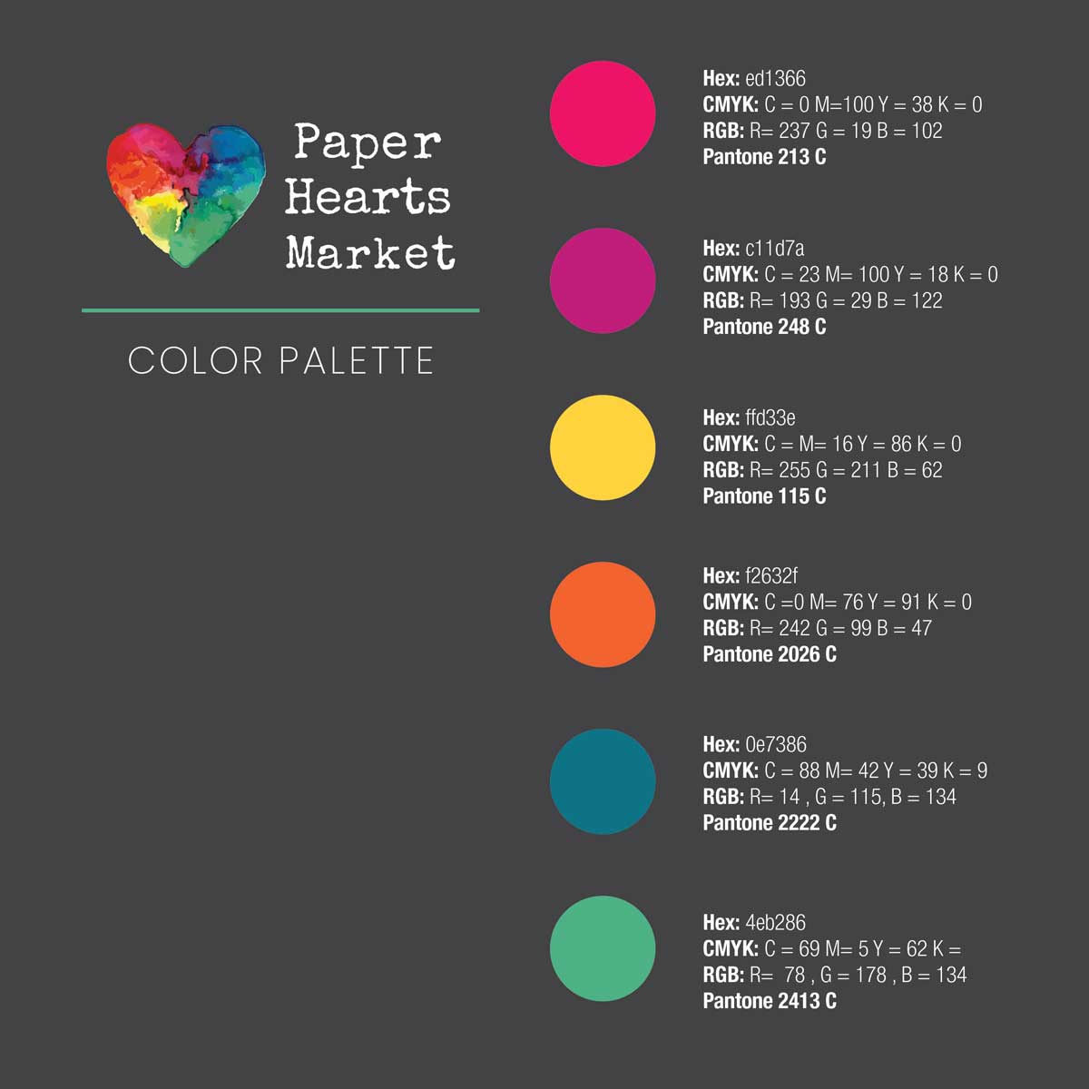Color Palette translation guide for Paper Hearts Market