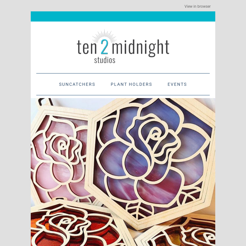 Welcome Series email for 'ten2midnight' with decorative items and customization options.